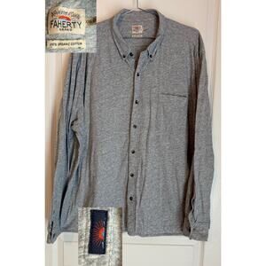 Faherty Brand Men's XXL Gray Knit Button Down Shirt 100% Organic Cotton Soft